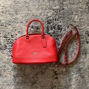 Coach Red Leather Crossbody Satchel Bag